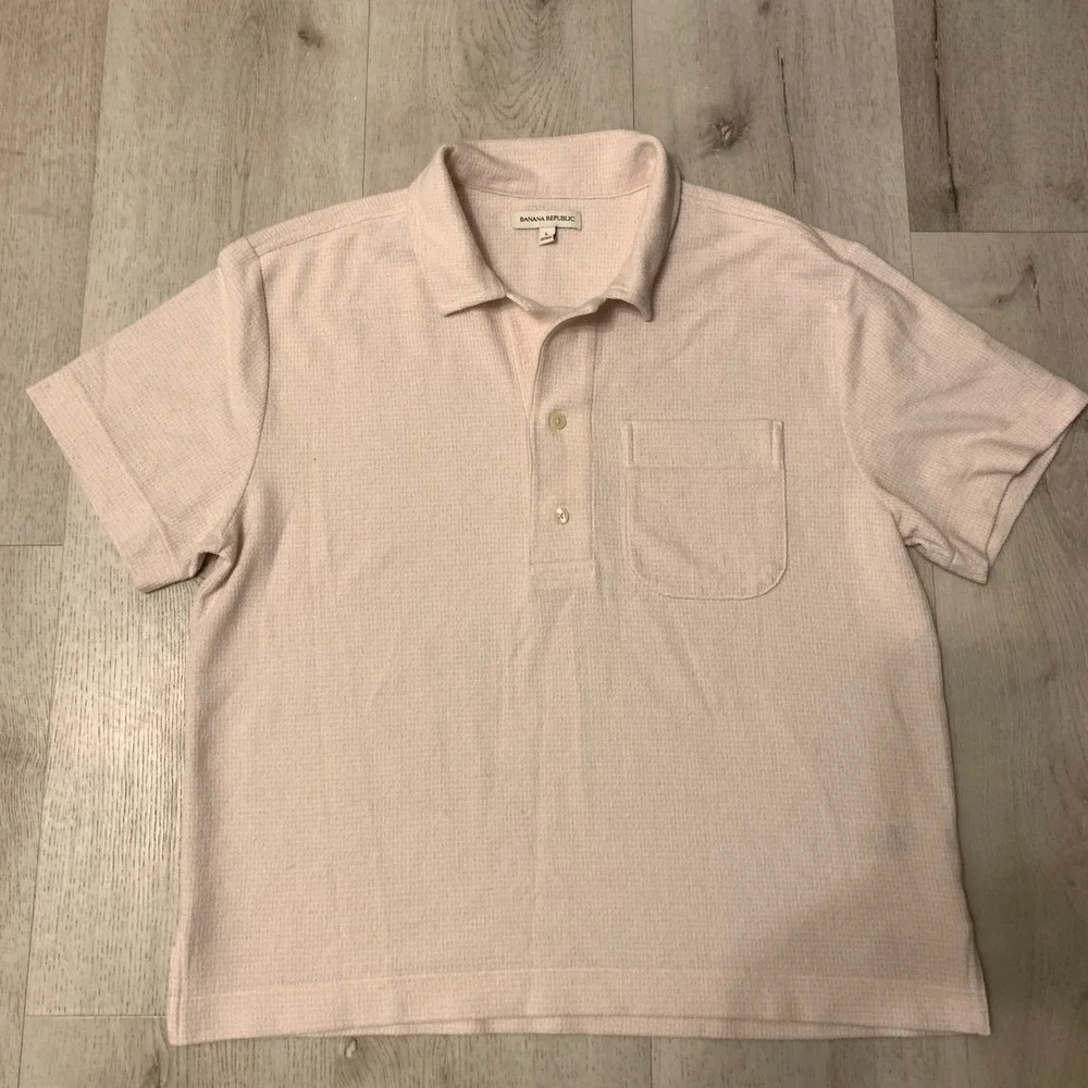 Banana Republic‎ Men's L Pique Polo Shirt Light Pink Short Sleeve EUC
